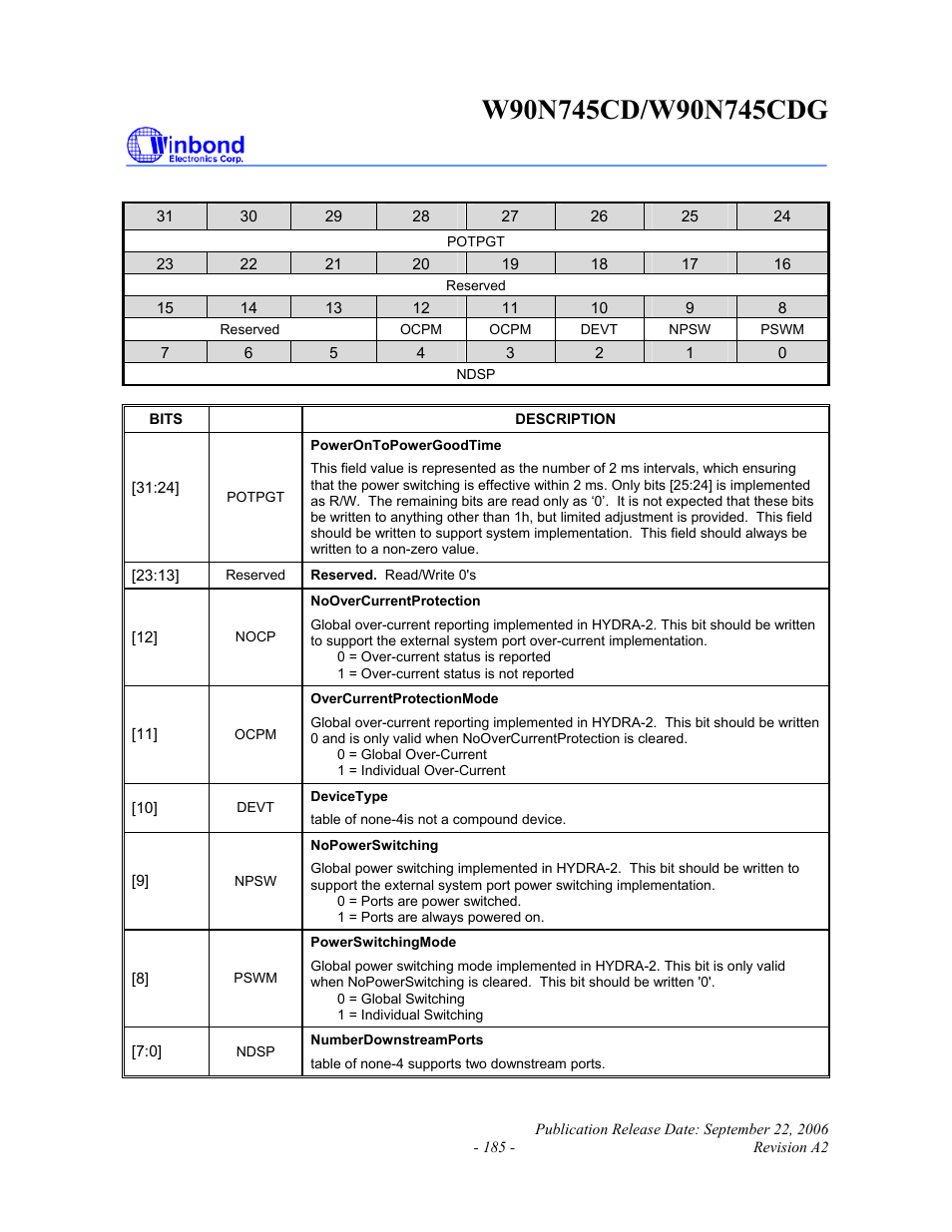 Rainbow Electronics W90N745CDG User Manual | Page 190 / 420