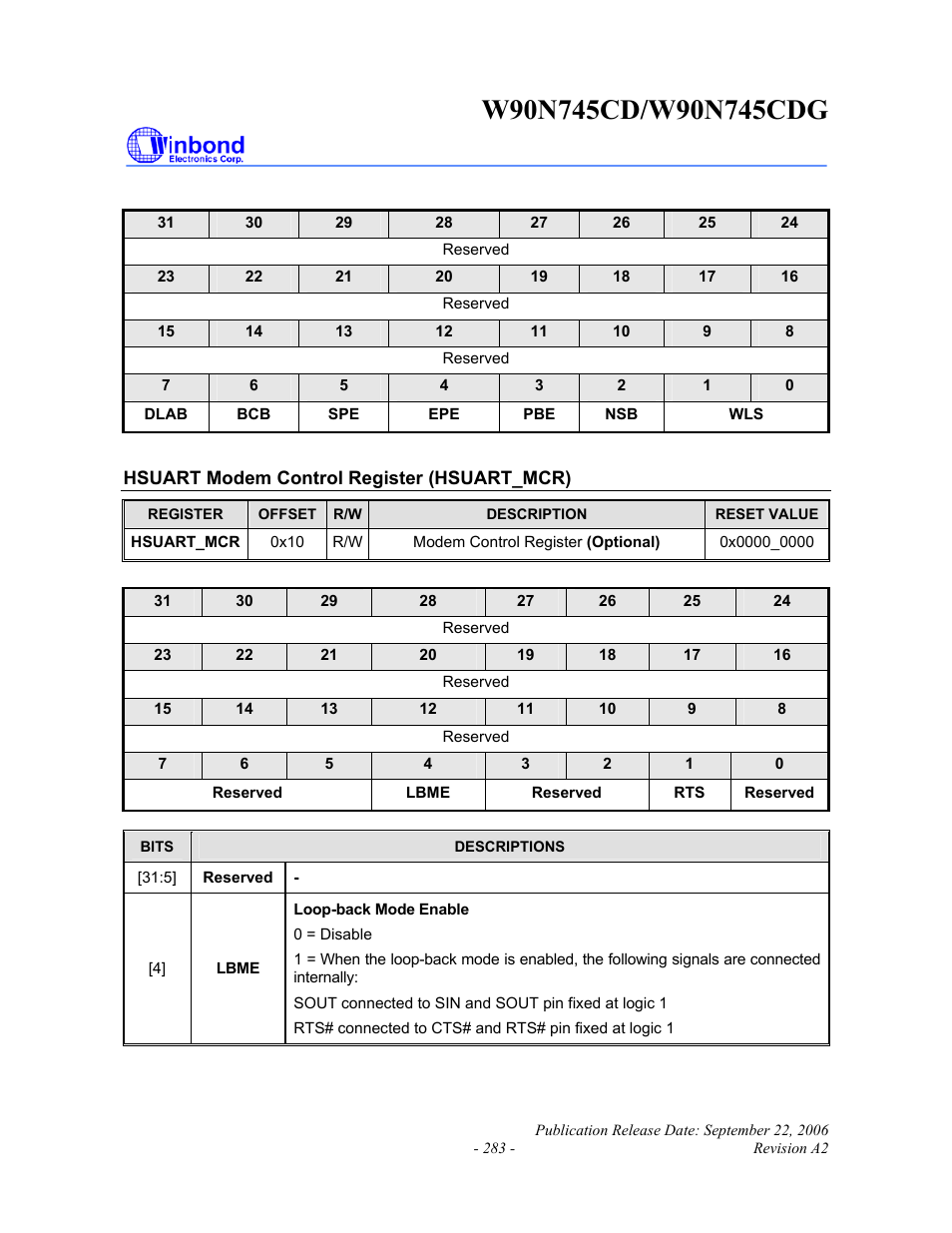 Rainbow Electronics W90N745CDG User Manual | Page 288 / 420