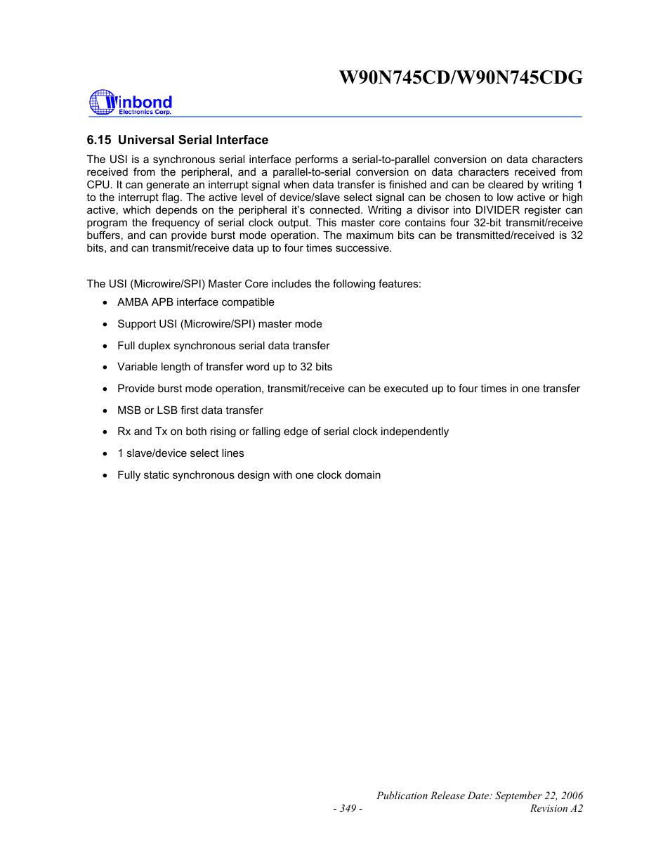 Rainbow Electronics W90N745CDG User Manual | Page 353 / 420