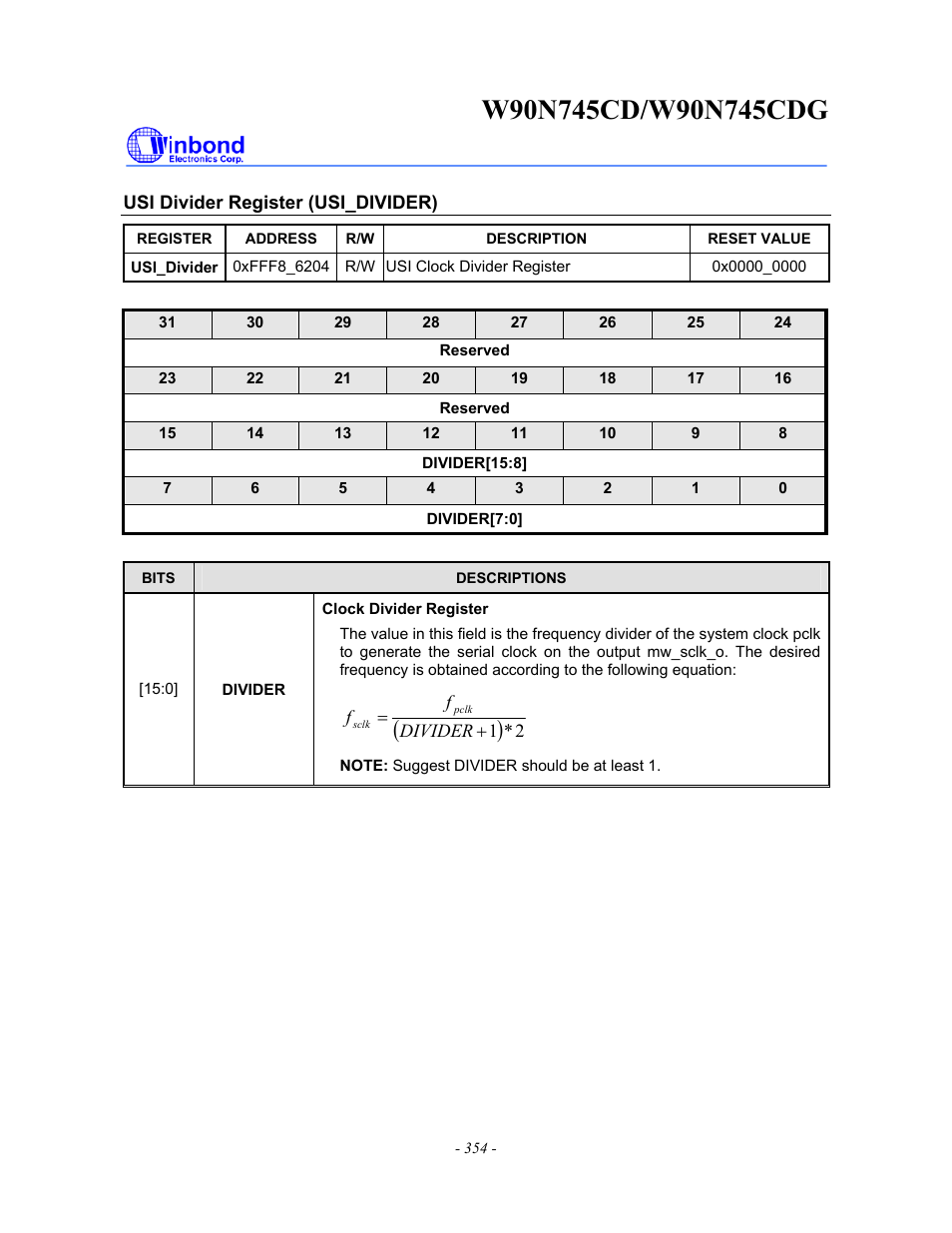 Rainbow Electronics W90N745CDG User Manual | Page 358 / 420