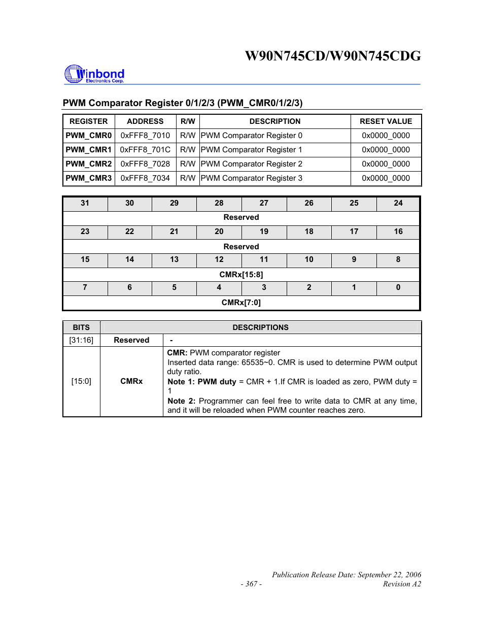 Rainbow Electronics W90N745CDG User Manual | Page 371 / 420