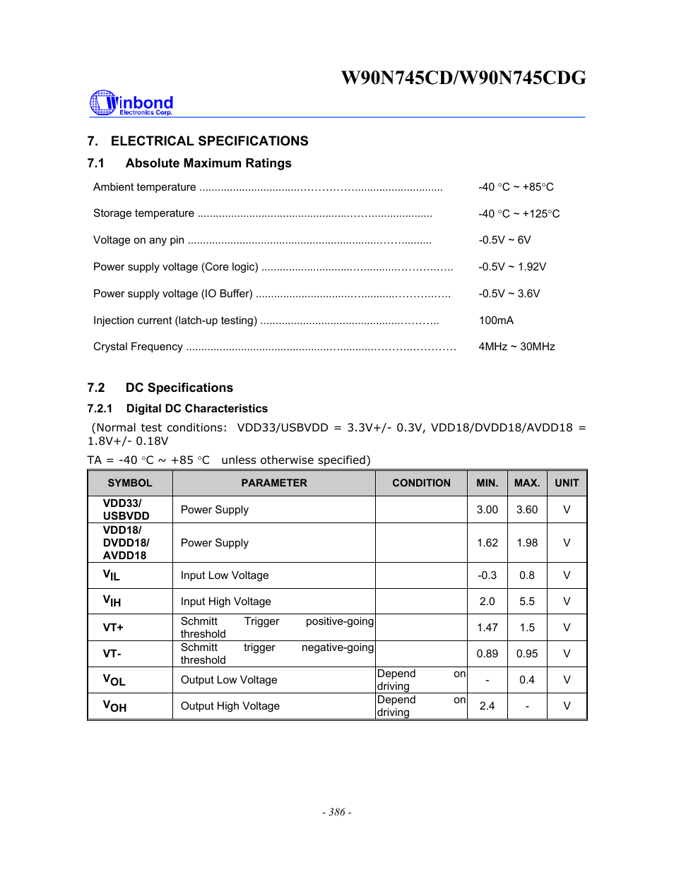 Rainbow Electronics W90N745CDG User Manual | Page 390 / 420