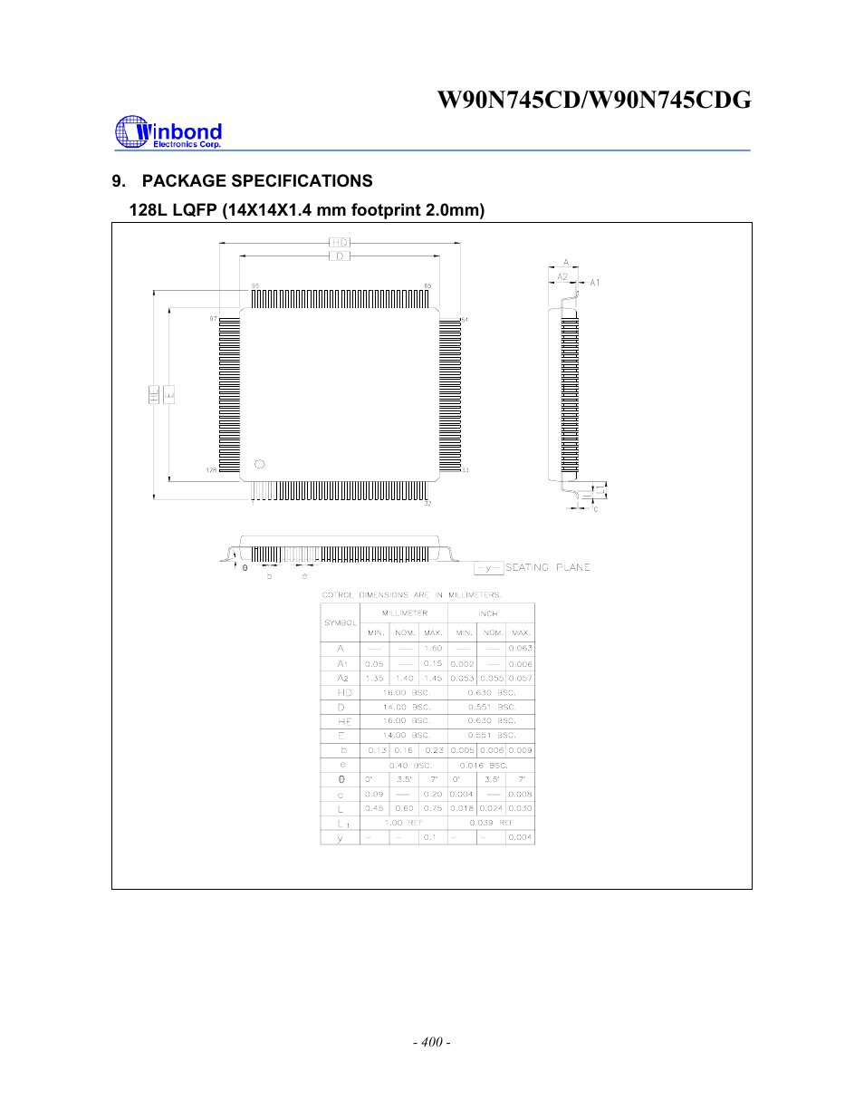 Rainbow Electronics W90N745CDG User Manual | Page 404 / 420