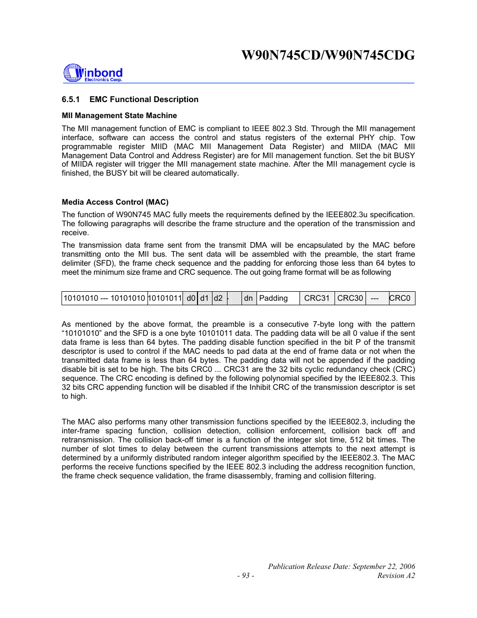 Rainbow Electronics W90N745CDG User Manual | Page 98 / 420