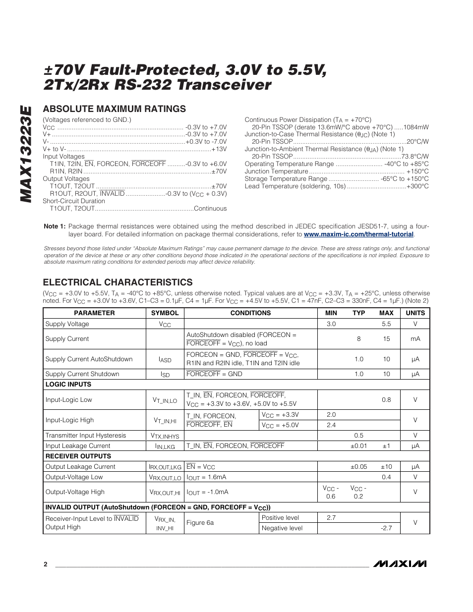 Rainbow Electronics MAX13223E User Manual | Page 2 / 11