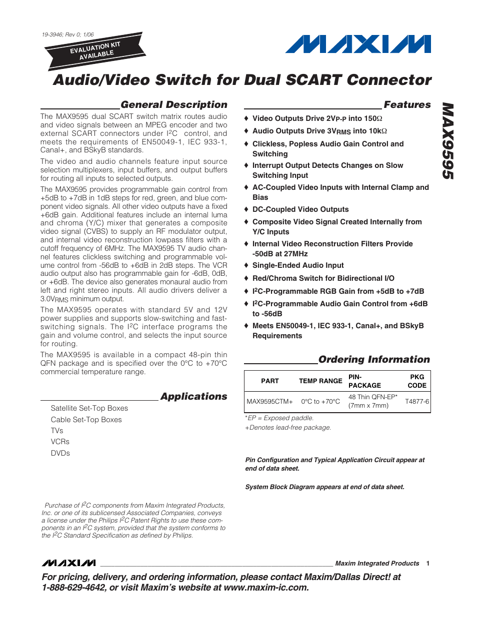 Rainbow Electronics MAX9595 User Manual | 28 pages