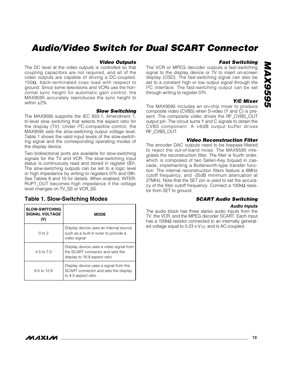 Rainbow Electronics MAX9595 User Manual | Page 13 / 28