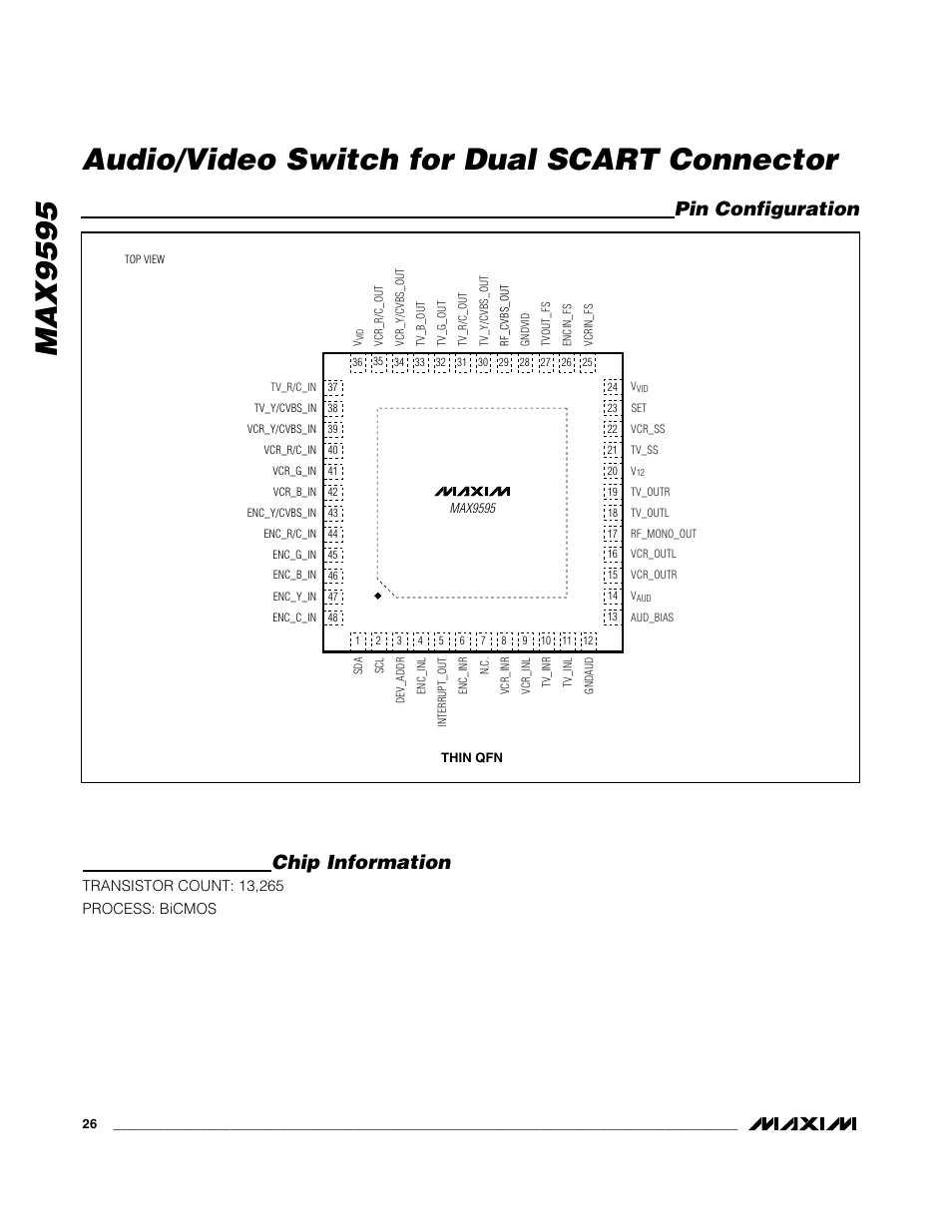 Pin configuration, Chip information | Rainbow Electronics MAX9595 User Manual | Page 26 / 28
