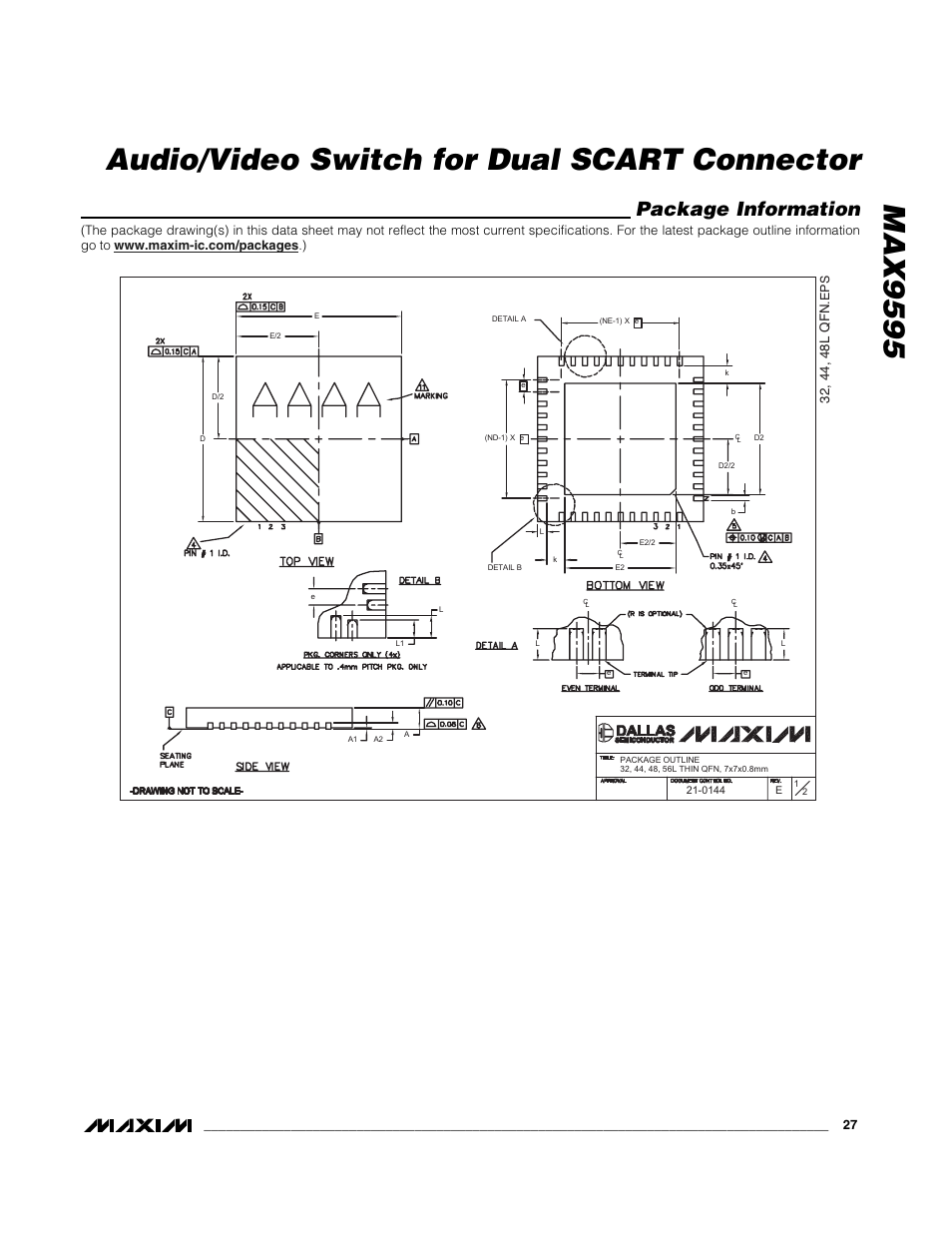 Package information | Rainbow Electronics MAX9595 User Manual | Page 27 / 28