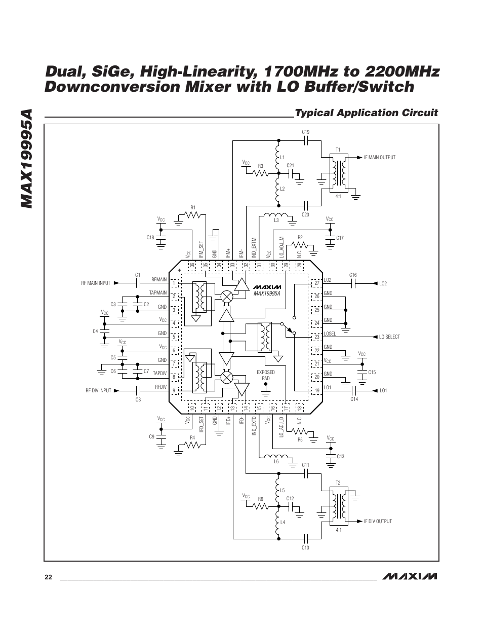 Typical application circuit | Rainbow Electronics MAX19995А User Manual | Page 22 / 23