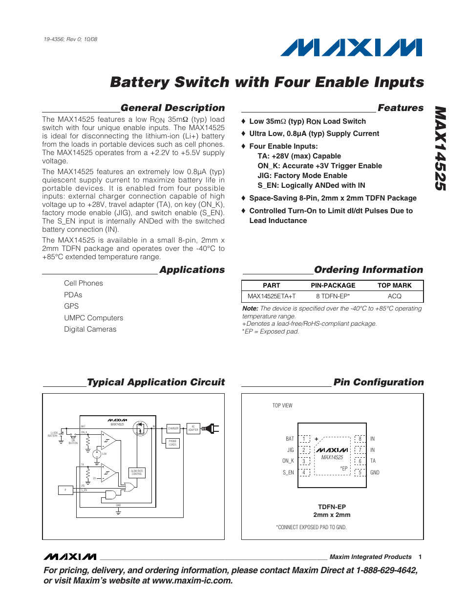 Rainbow Electronics MAX14525 User Manual | 7 pages