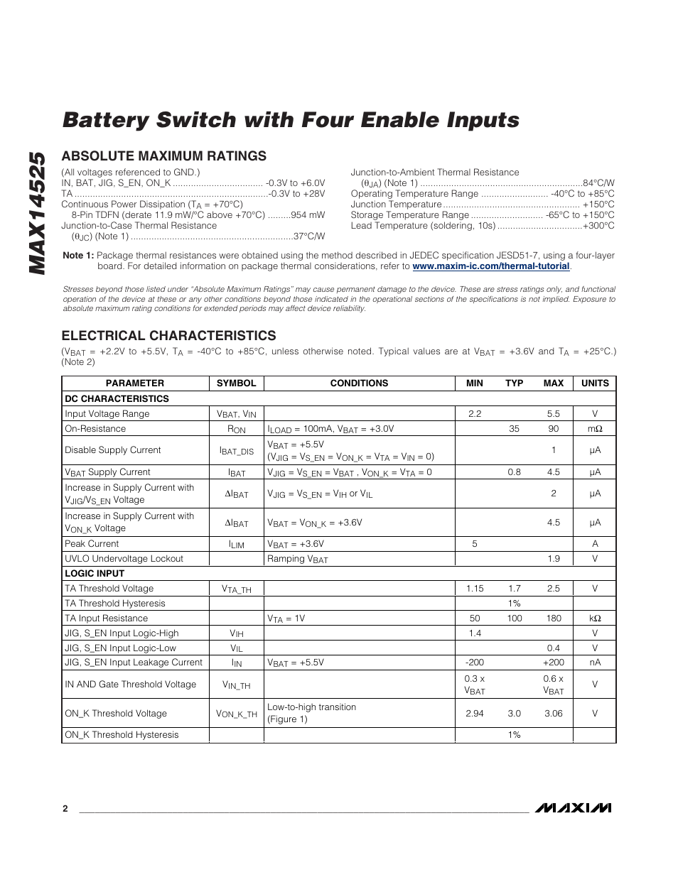 Rainbow Electronics MAX14525 User Manual | Page 2 / 7
