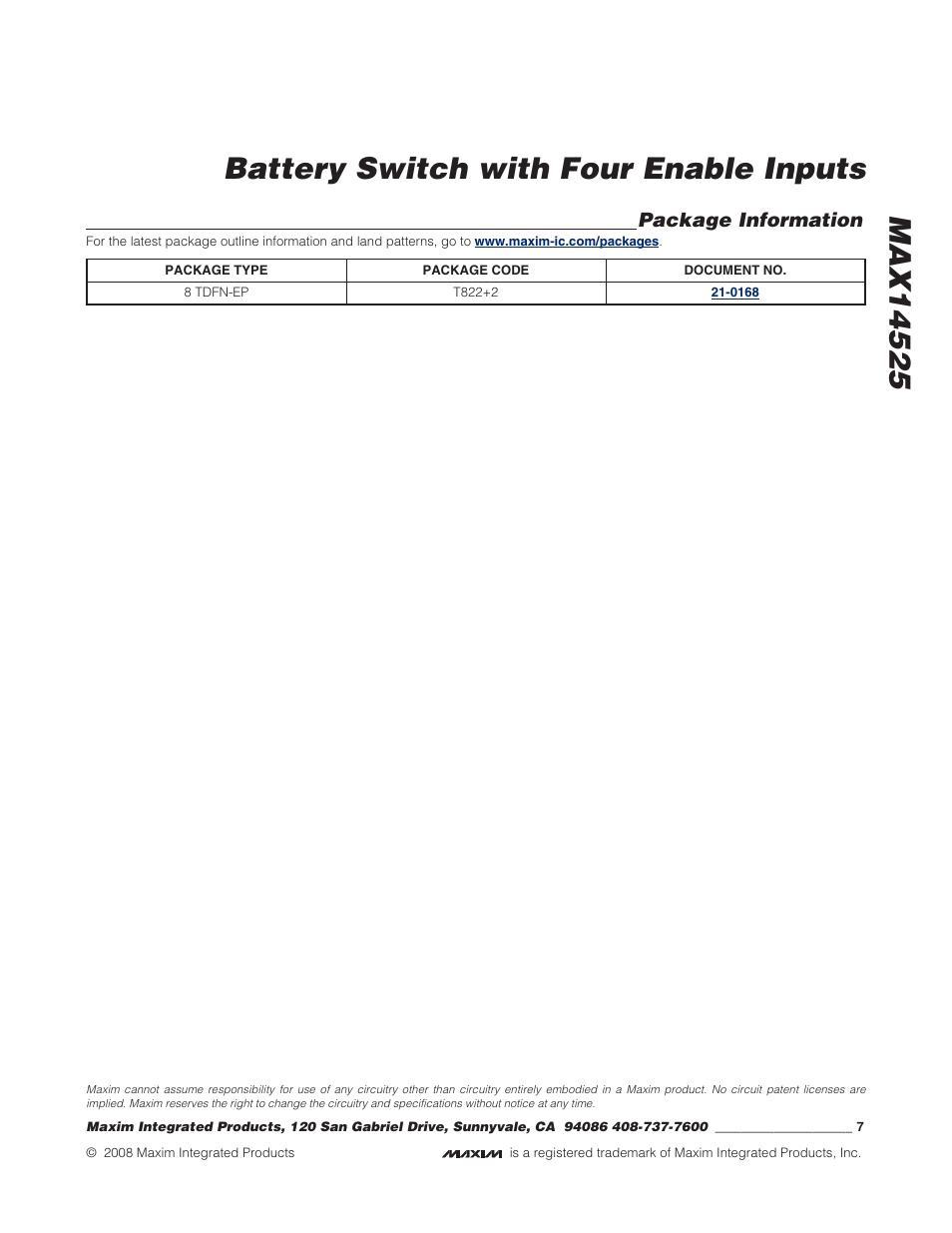 Package information | Rainbow Electronics MAX14525 User Manual | Page 7 / 7