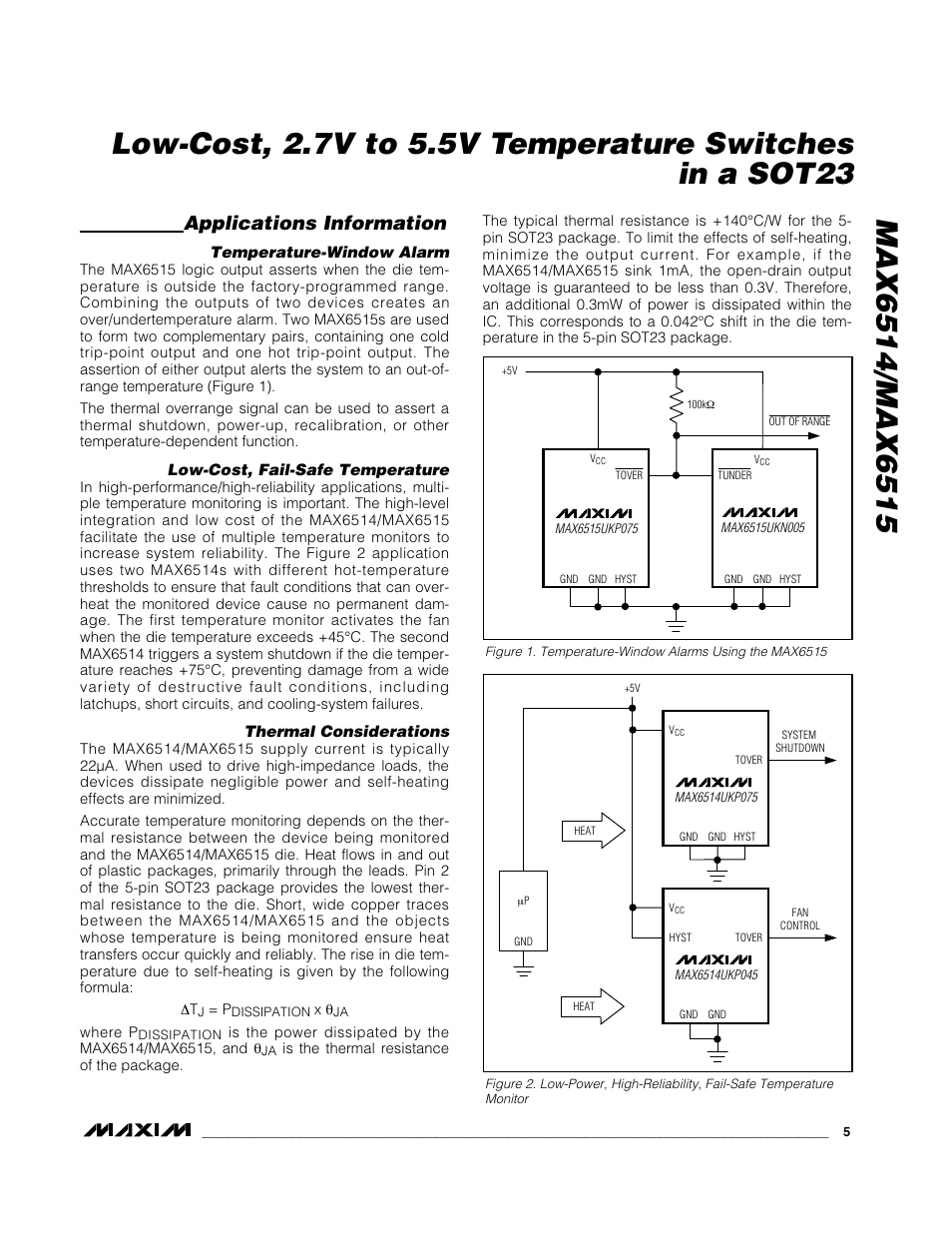 Applications information | Rainbow Electronics MAX6515 User Manual | Page 5 / 8
