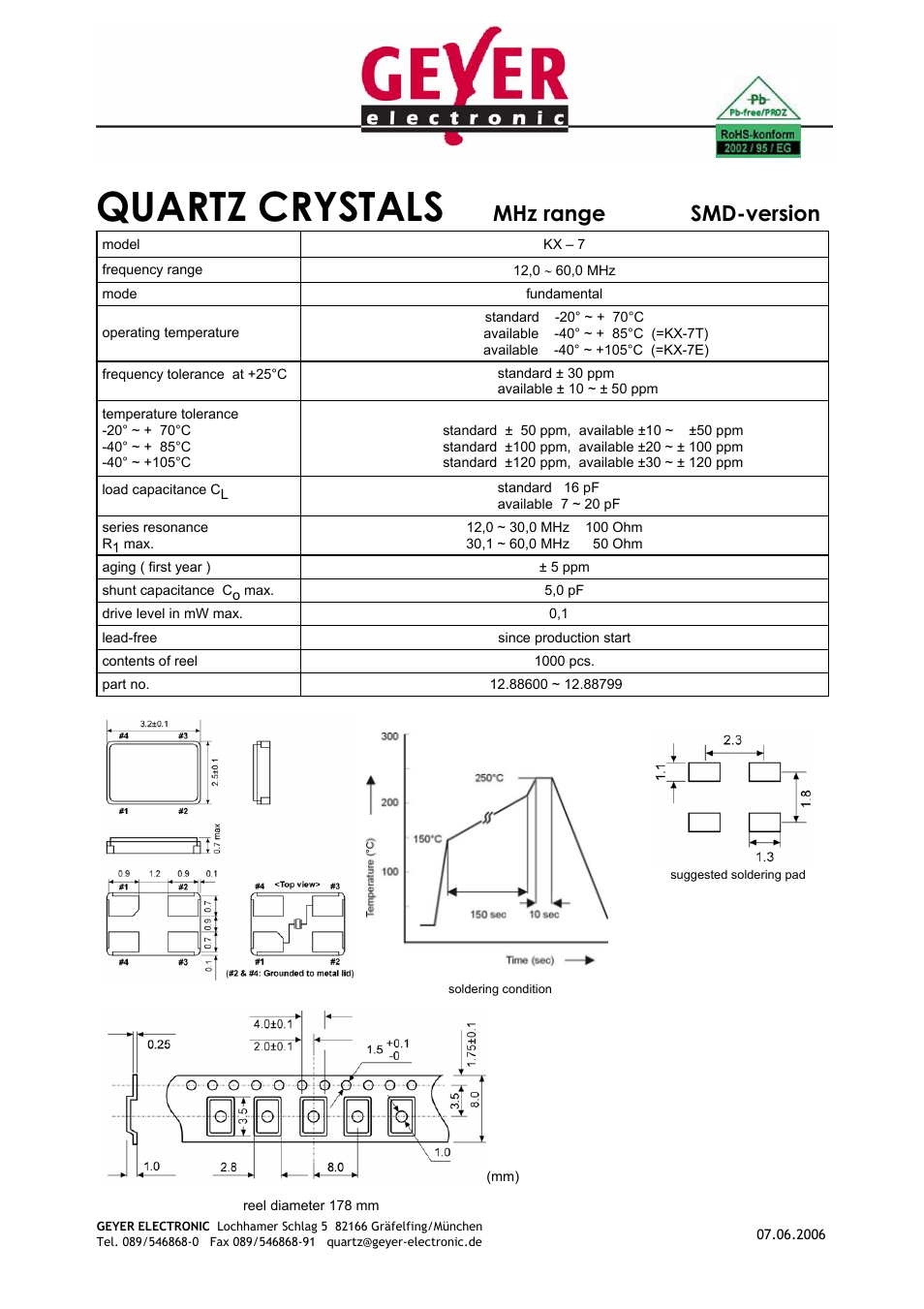Rainbow Electronics KX-7 User Manual | 1 page