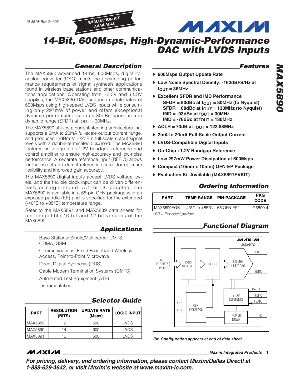 Rainbow Electronics MAX5890 User Manual | 15 pages