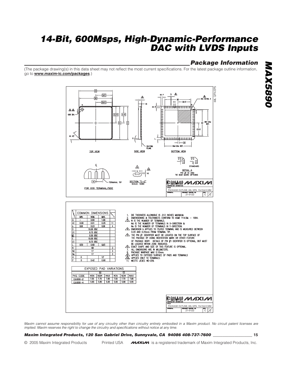 Package information | Rainbow Electronics MAX5890 User Manual | Page 15 / 15