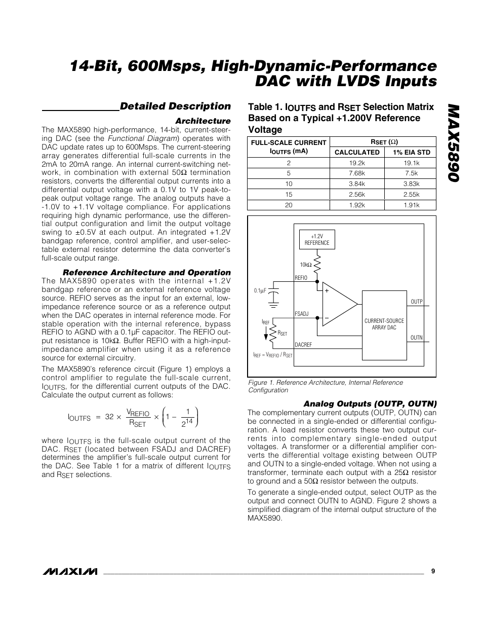 Detailed description, Table 1. i, And r | Rainbow Electronics MAX5890 User Manual | Page 9 / 15