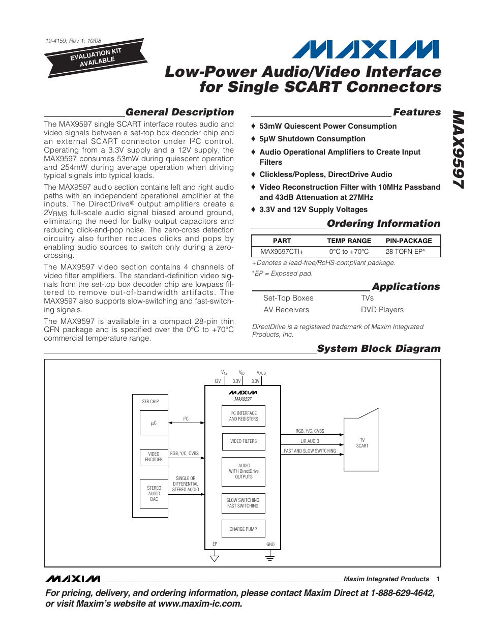 Rainbow Electronics MAX9597 User Manual | 32 pages