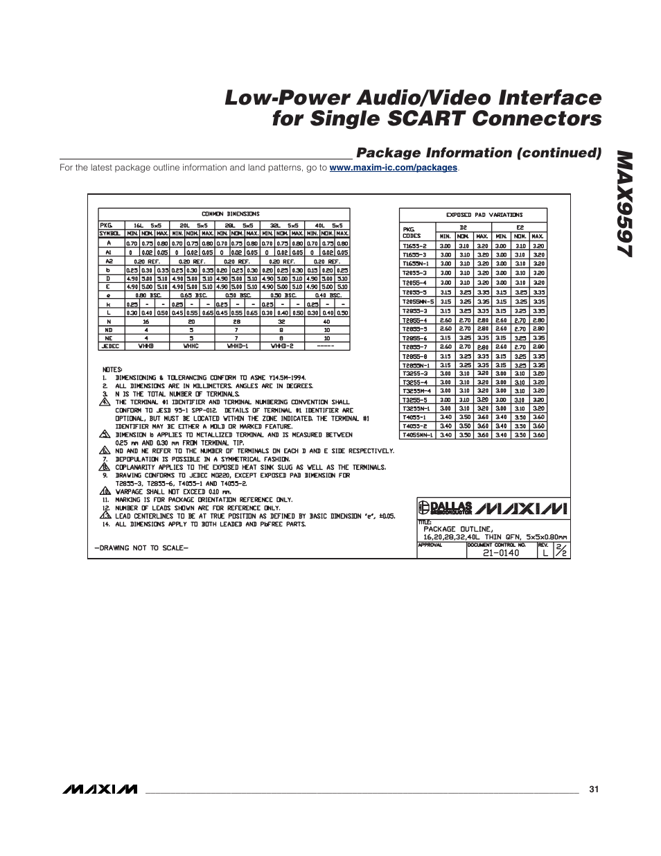 Rainbow Electronics MAX9597 User Manual | Page 31 / 32