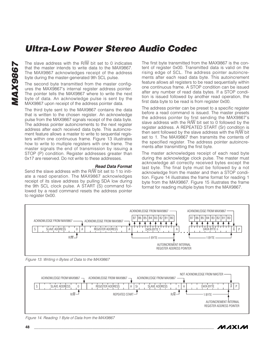 Max9867 ultra-low power stereo audio codec | Rainbow Electronics MAX9867 User Manual | Page 48 / 54