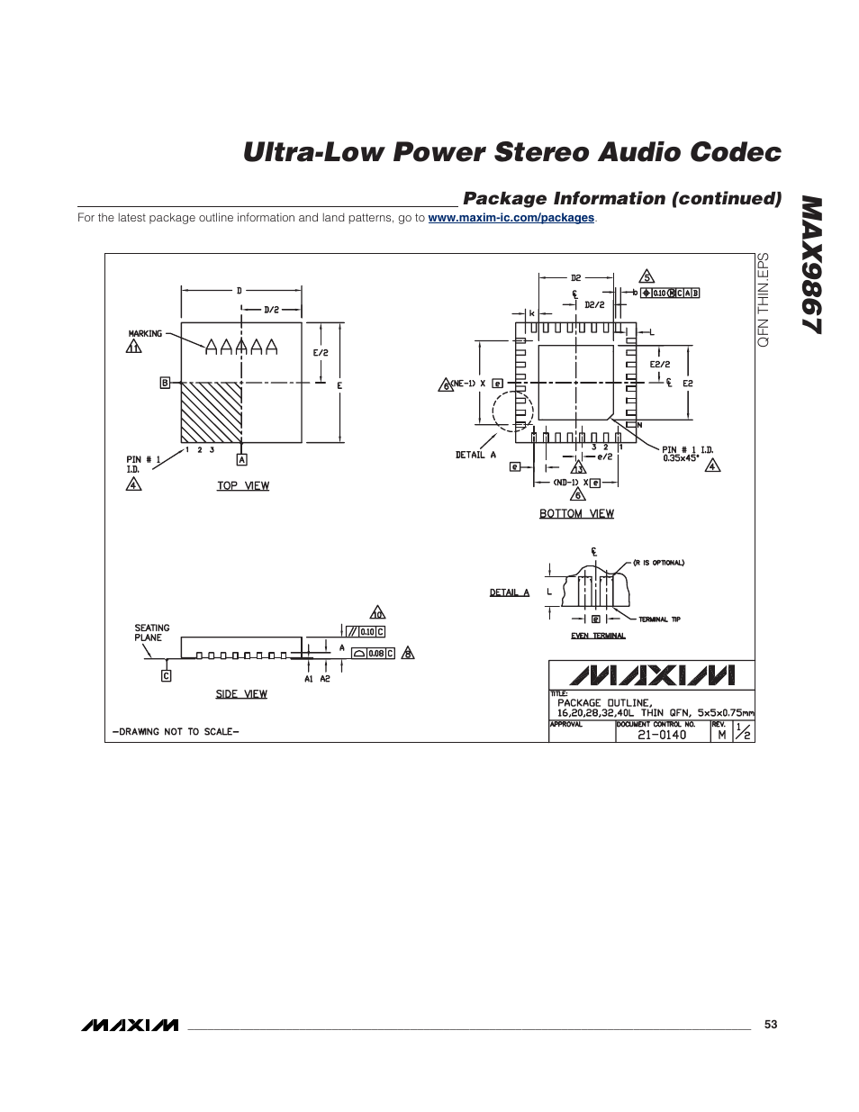 Max9867 ultra-low power stereo audio codec | Rainbow Electronics MAX9867 User Manual | Page 53 / 54