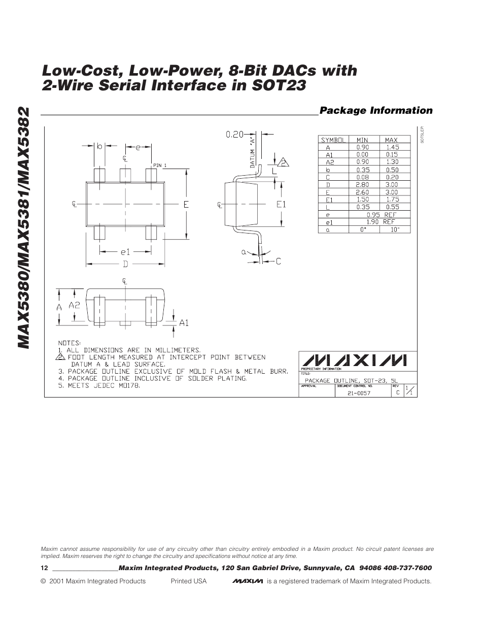 Package information | Rainbow Electronics MAX5382 User Manual | Page 12 / 12