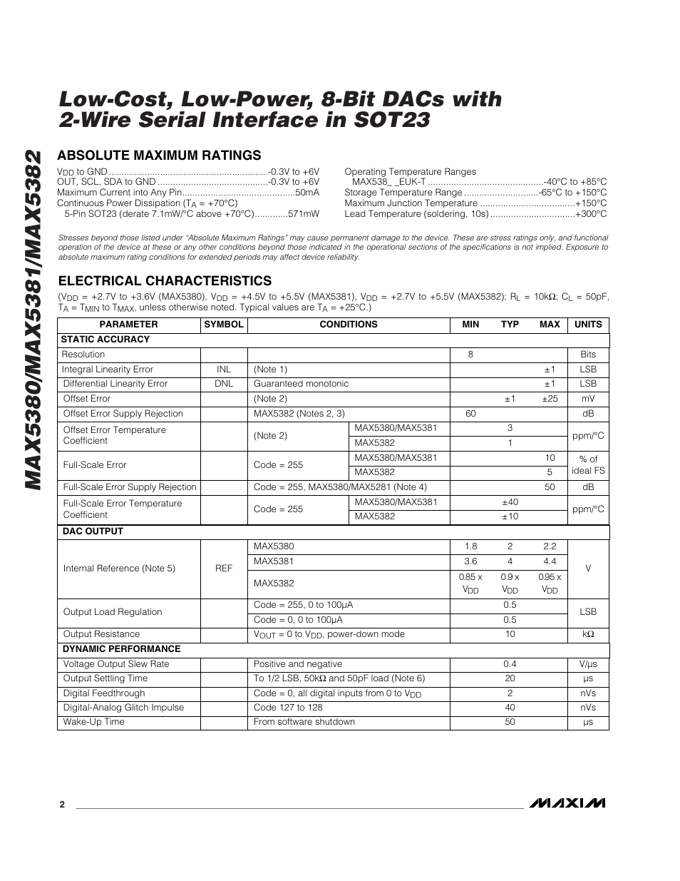 Rainbow Electronics MAX5382 User Manual | Page 2 / 12