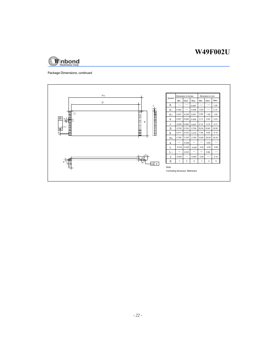Pin tsop | Rainbow Electronics W49F002U User Manual | Page 22 / 23