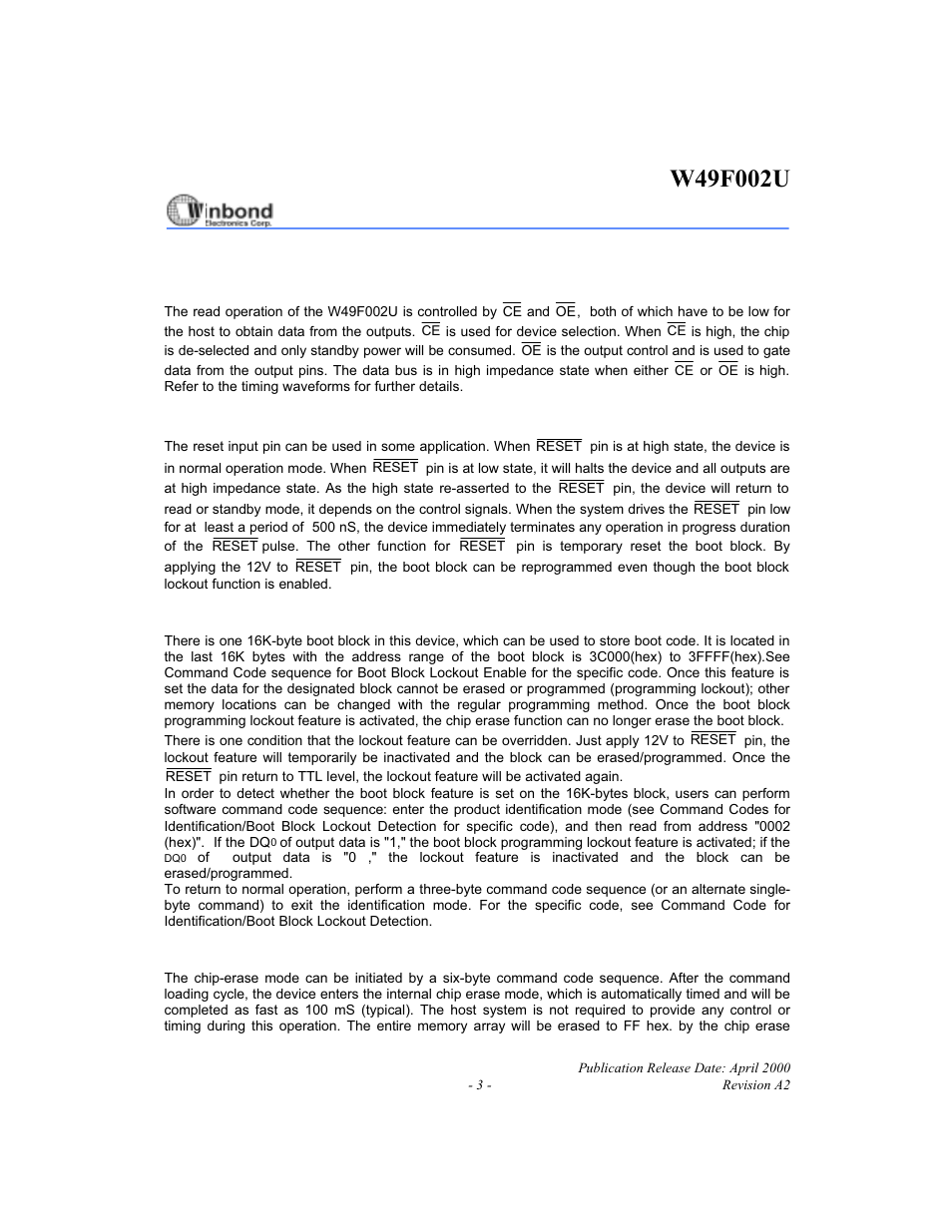 Rainbow Electronics W49F002U User Manual | Page 3 / 23
