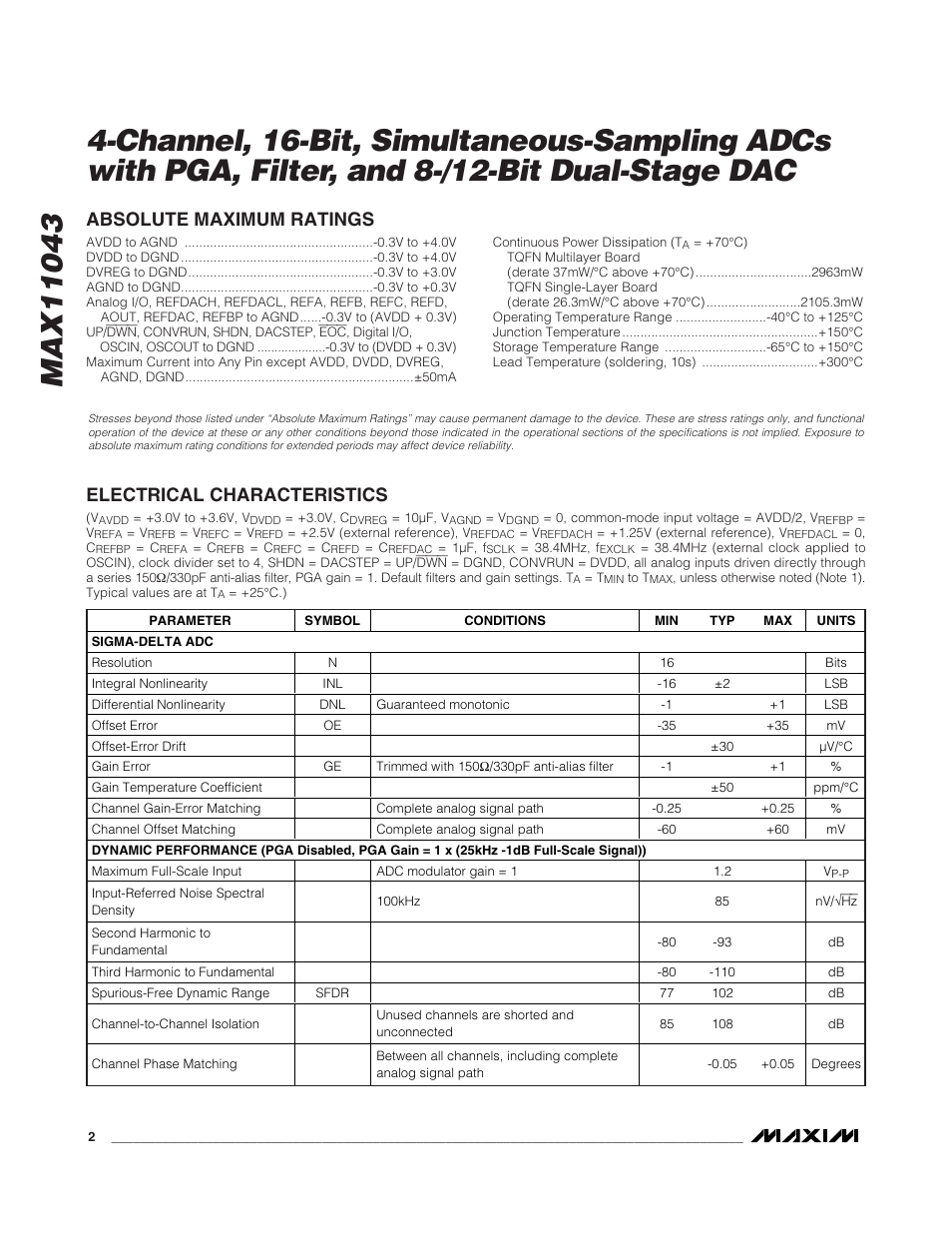 Rainbow Electronics MAX11043 User Manual | Page 2 / 32