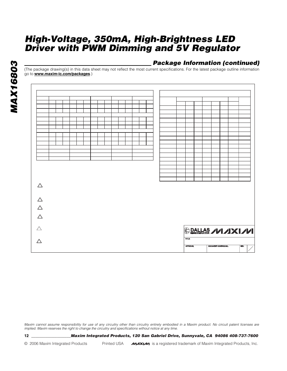 Package information (continued), Heaney | Rainbow Electronics MAX16803 User Manual | Page 12 / 12