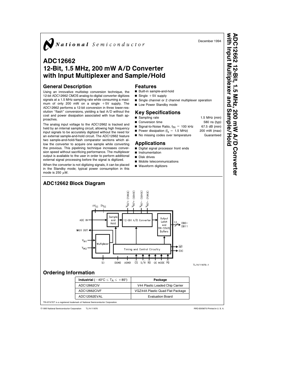 Rainbow Electronics ADC12662 User Manual | 20 pages