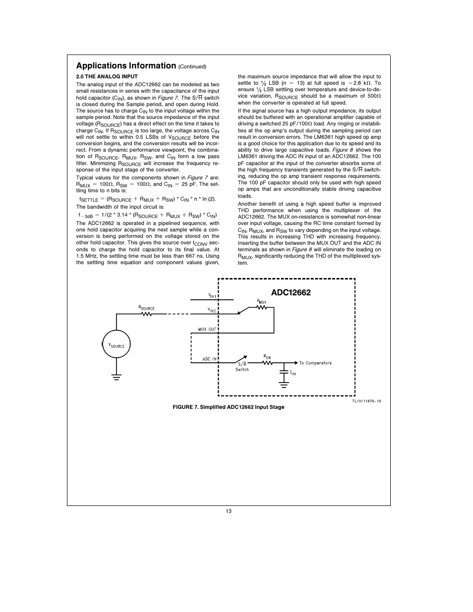 Applications information | Rainbow Electronics ADC12662 User Manual | Page 13 / 20