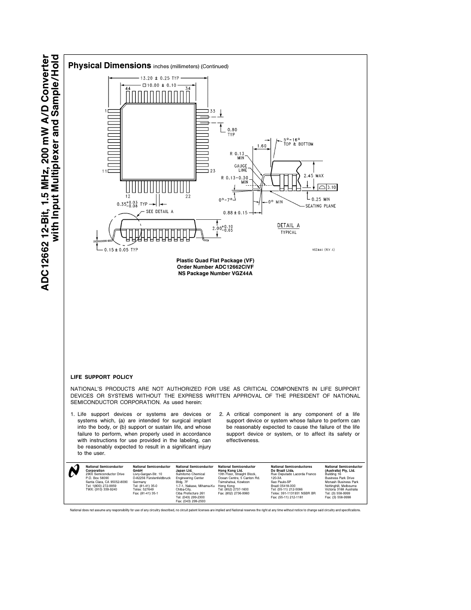 Physical dimensions | Rainbow Electronics ADC12662 User Manual | Page 20 / 20