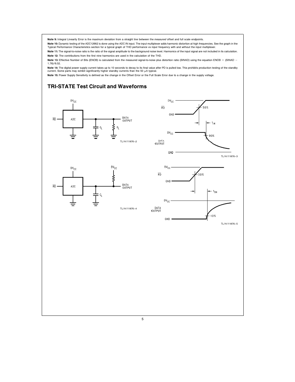 Tri-state test circuit and waveforms | Rainbow Electronics ADC12662 User Manual | Page 5 / 20
