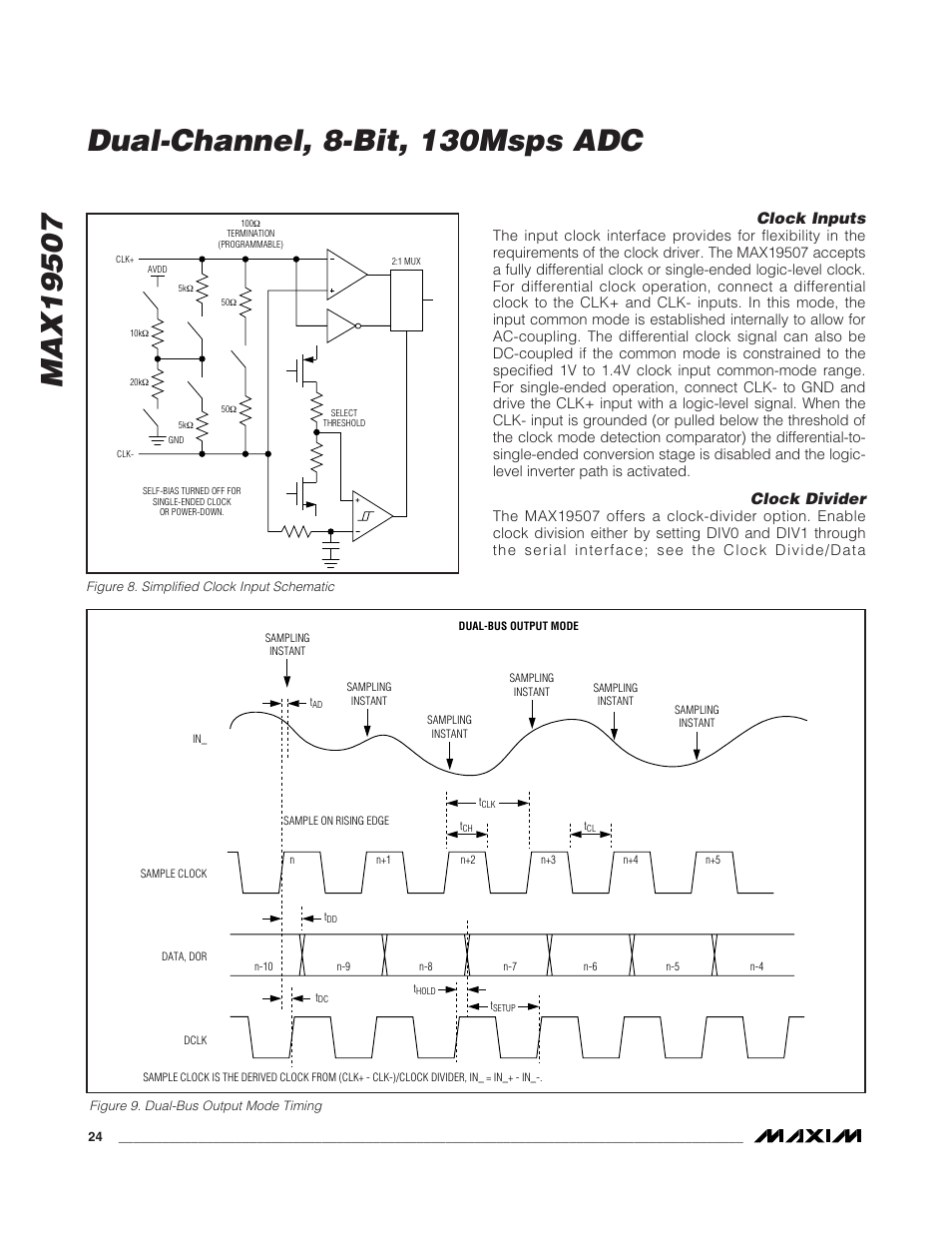 Clock inputs, Clock divider | Rainbow Electronics MAX19507 User Manual | Page 24 / 34