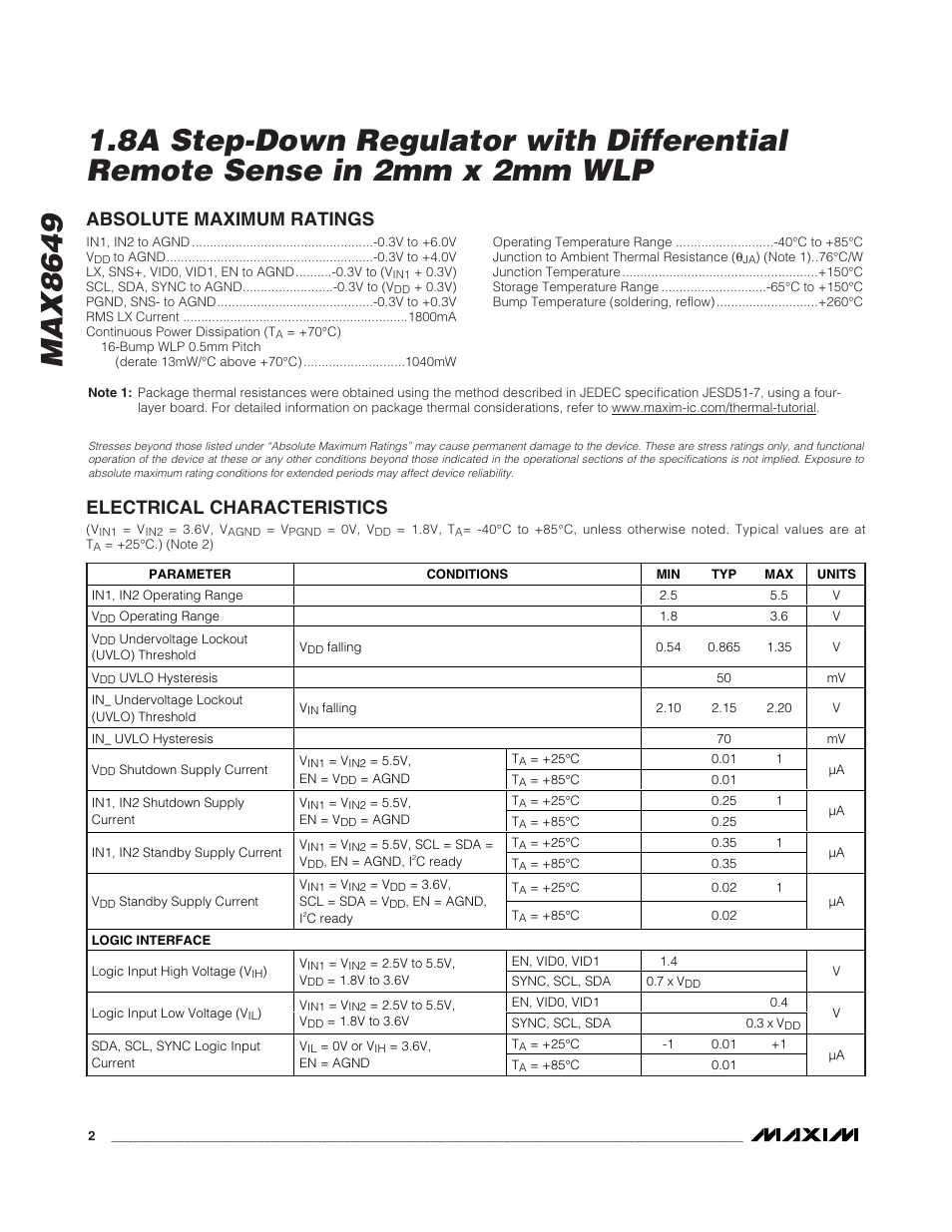Rainbow Electronics MAX8649 User Manual | Page 2 / 31