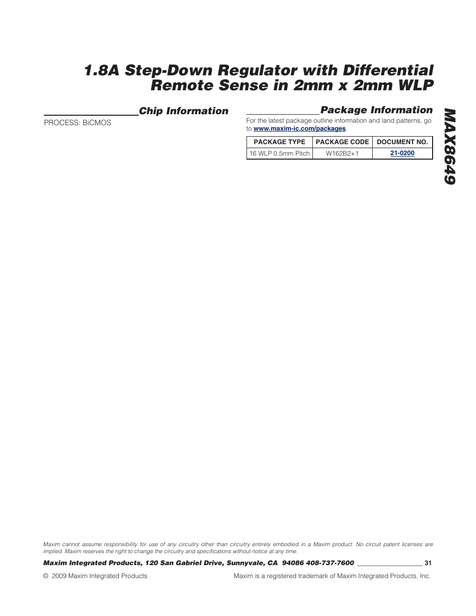 Rainbow Electronics MAX8649 User Manual | Page 31 / 31