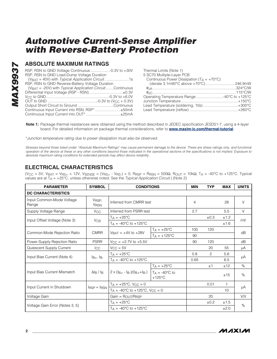 Rainbow Electronics MAX9937 User Manual | Page 2 / 11