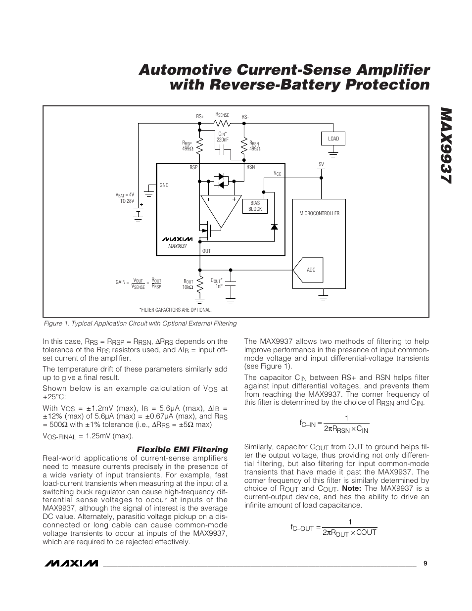Flexible emi filtering | Rainbow Electronics MAX9937 User Manual | Page 9 / 11