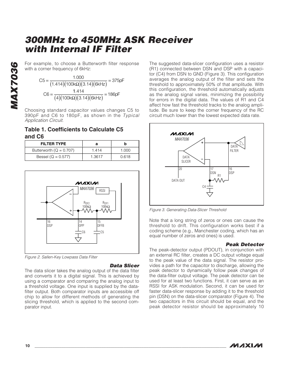 Max7036, Table 1. coefficients to calculate c5 and c6 | Rainbow Electronics MAX7036 User Manual | Page 10 / 12
