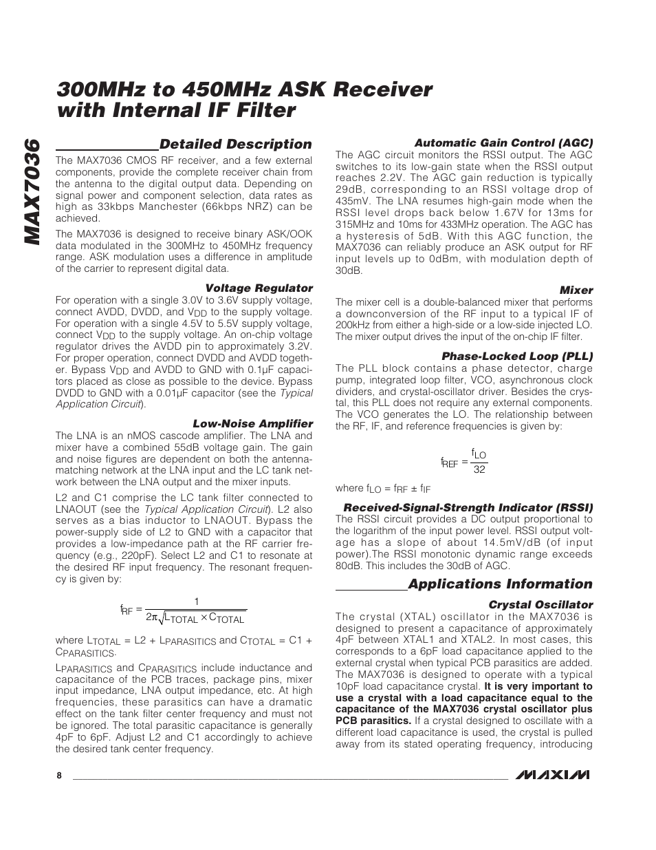 Max7036, Detailed description, Applications information | Rainbow Electronics MAX7036 User Manual | Page 8 / 12