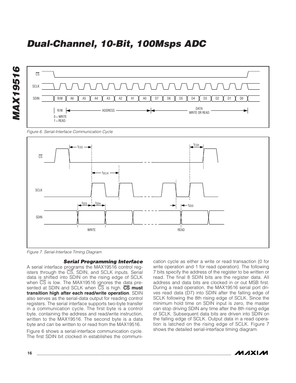 Serial programming interface | Rainbow Electronics MAX19516 User Manual | Page 16 / 34