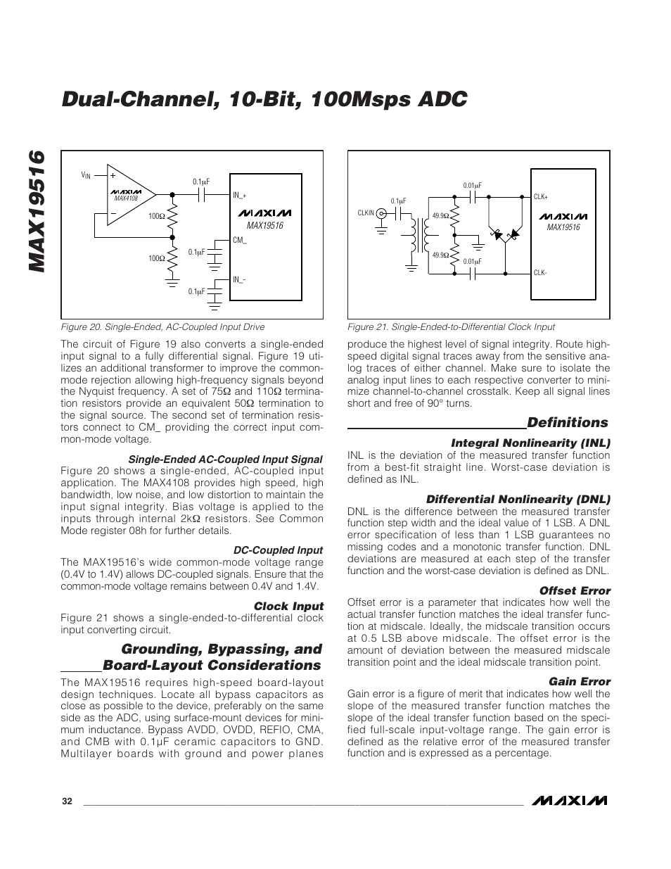 Definitions | Rainbow Electronics MAX19516 User Manual | Page 32 / 34