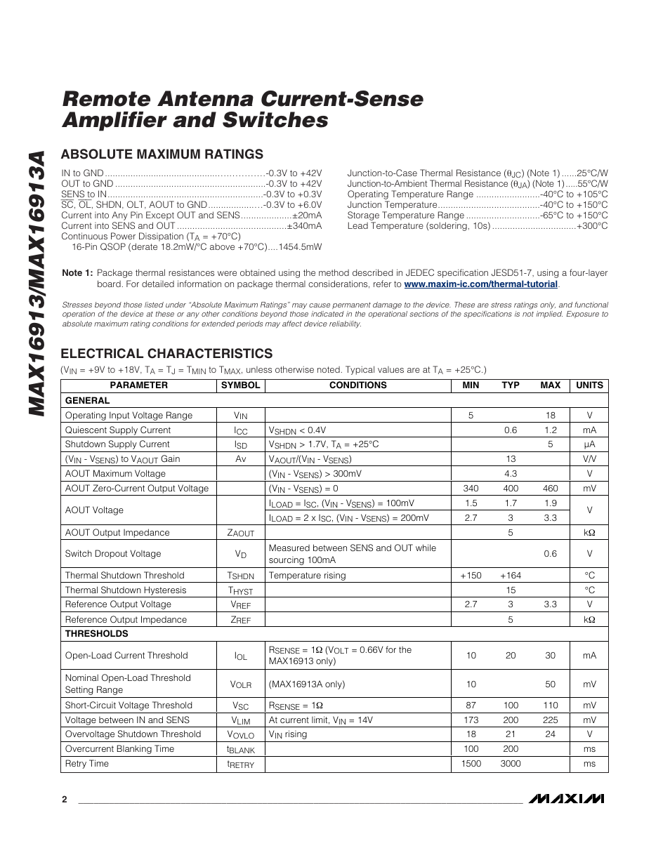 Rainbow Electronics MAX16913A User Manual | Page 2 / 10