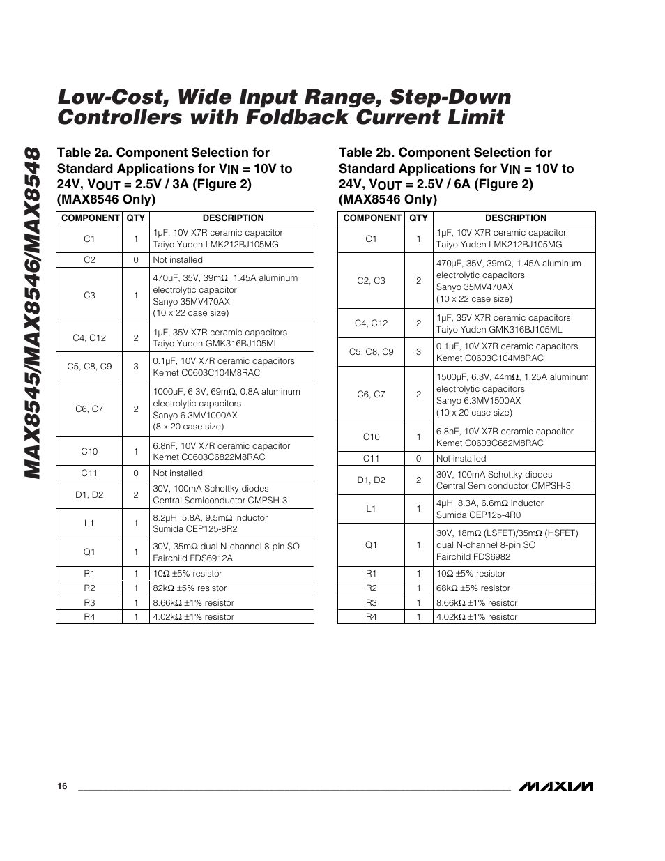 10v to 24v, v | Rainbow Electronics MAX8548 User Manual | Page 16 / 18