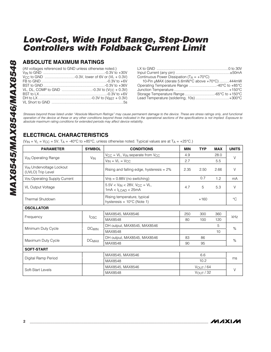 Rainbow Electronics MAX8548 User Manual | Page 2 / 18