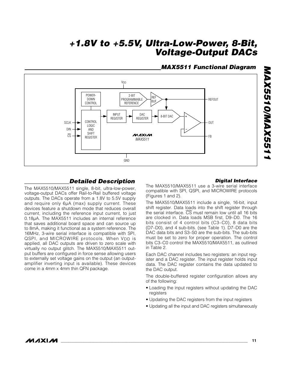Detailed description, Max5511 functional diagram | Rainbow Electronics MAX5511 User Manual | Page 11 / 18