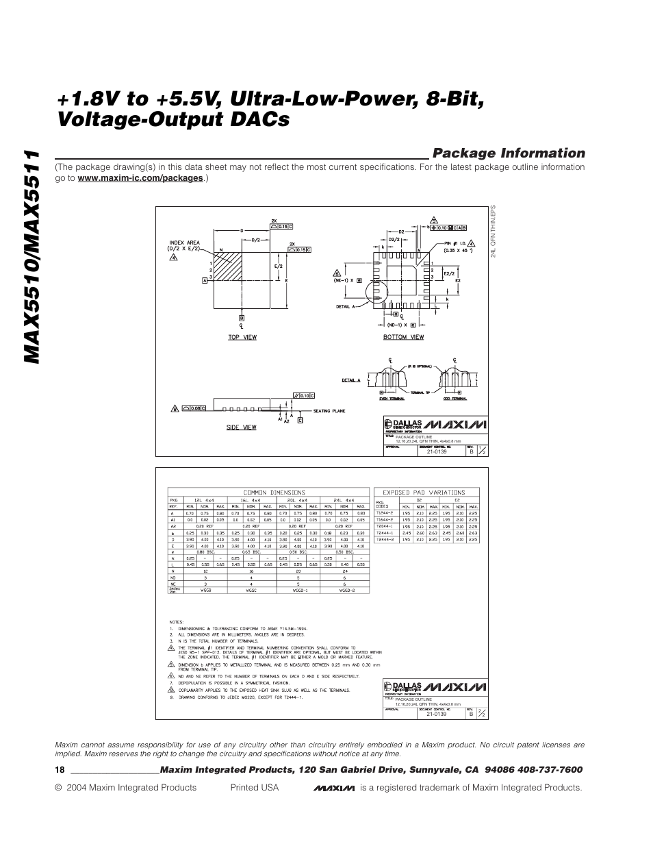Package information | Rainbow Electronics MAX5511 User Manual | Page 18 / 18